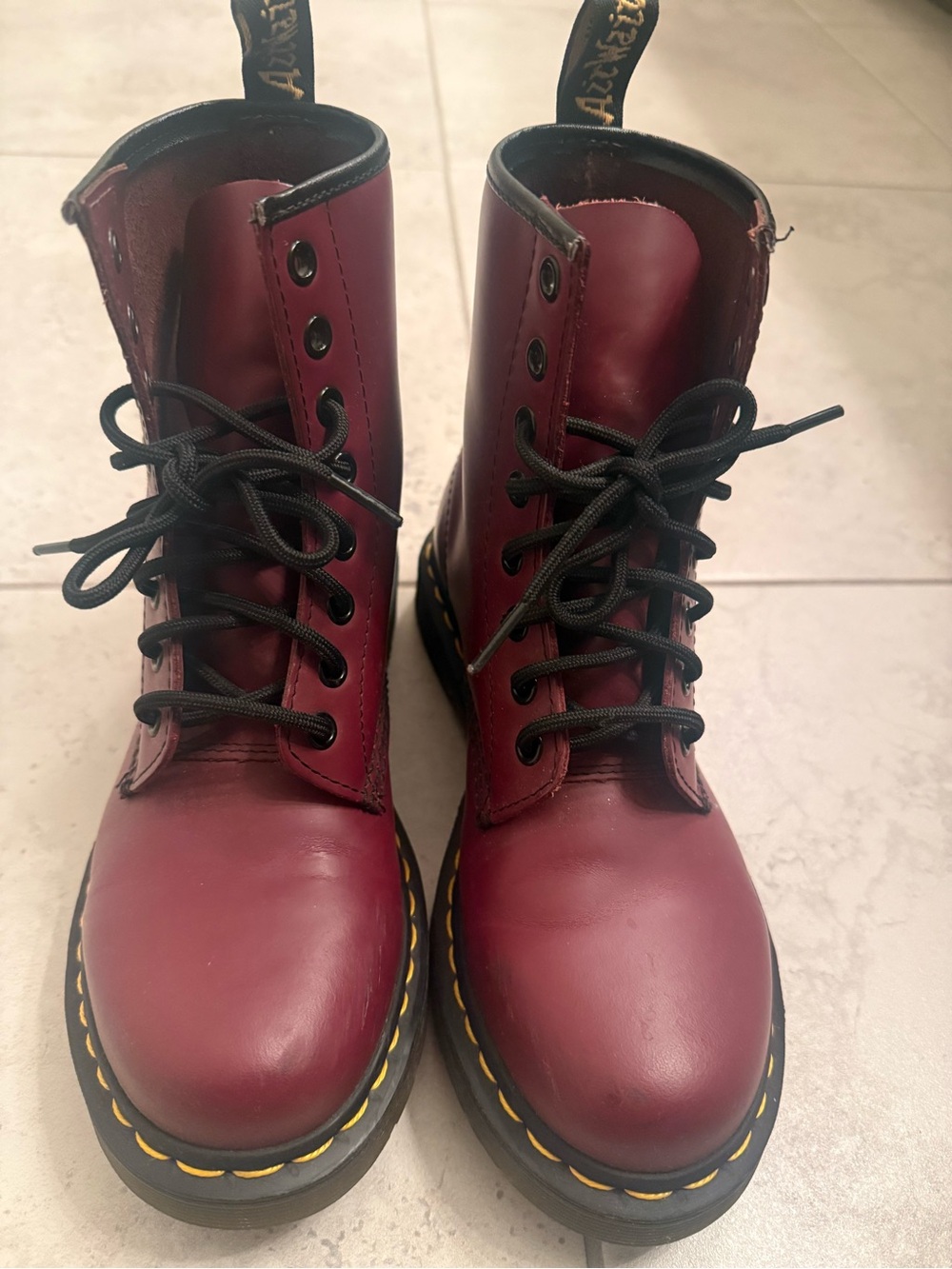 Dr. Martens Women's Burgundy Lace-Up Combat Boots